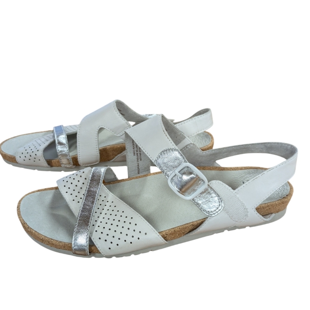 Earth Linden Laguna White Leather Sandals Size 11W - Picture 2 of 11